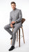 Alberto Nardoni Men’s Light Grey Mandarin Collar Suit, Banded No Collar Formal Wedding Church Suit
