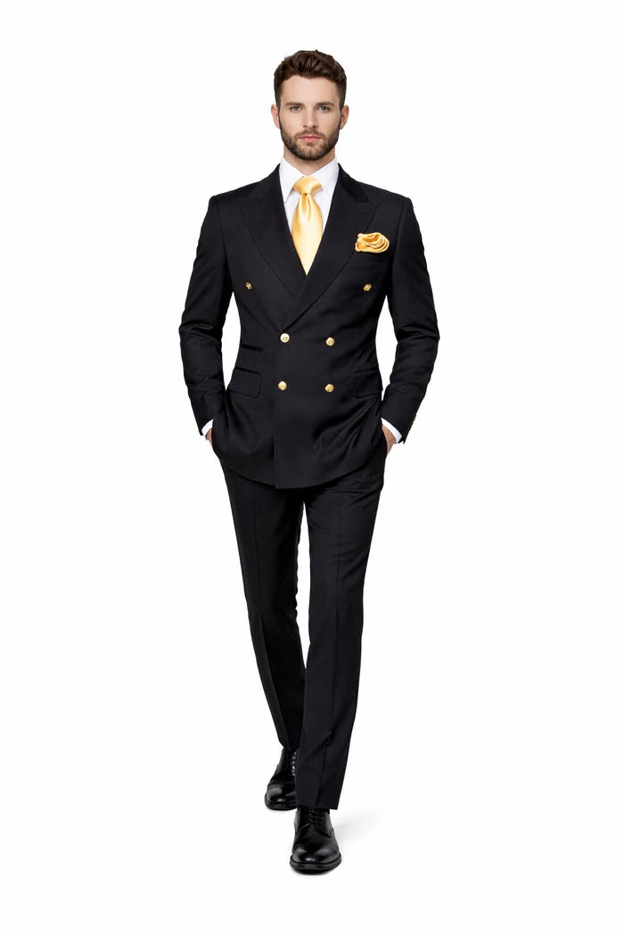 Double Breasted Slim Fit Formal Suit Modern Black Design ROSSI MAN Milano RM1101 - Image 5