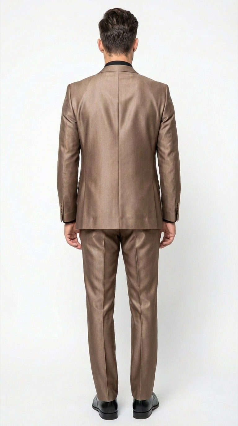 Men’s Bronze Brown Mocco 3 Piece Suit – Modern Formal Suit Set for Wedding, Prom and Business Events Light Brown Coffee Dark Tan Modern Fit