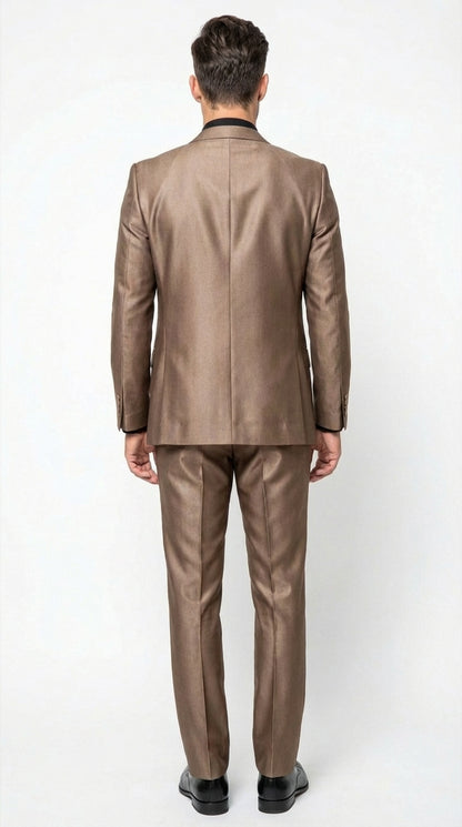 Men’s Bronze Brown Mocco 3 Piece Suit – Modern Formal Suit Set for Wedding, Prom and Business Events Light Brown Coffee Dark Tan Modern Fit