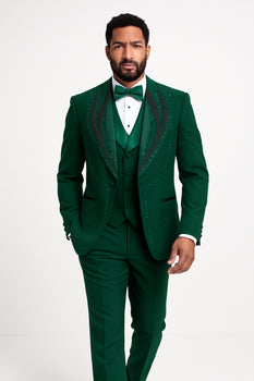 Hunter Green Italian Wool 3-Piece Modern Fit Tuxedo
