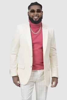 Modern Fit Ivory Velvet Blazer by EJ Samuel