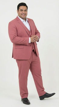 Men’s Dusty Rose Three Piece Suit – Modern Formal 3PC Wedding and Prom Suit - Pink Coloe Modern Fit