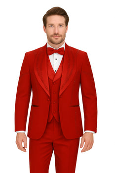 Italian Red Wool 3-Piece Modern Fit Tuxedo - Image 4