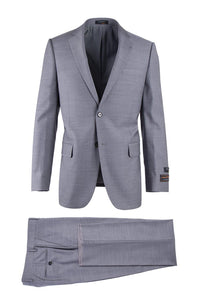 Tiglio Italian Suit - Real Wool Fabric Super 150's Novello Light Gray, Modern Fit Suit in Color Light Gray