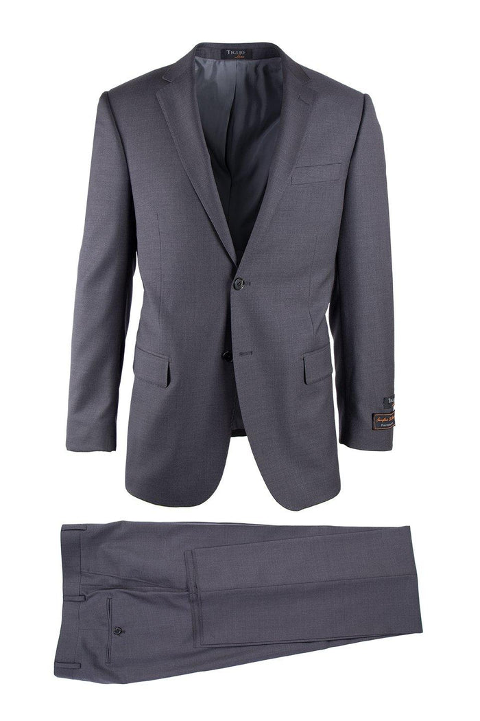 Tiglio Italian Suit - Real Wool Fabric Super 150's Novello Gray, Suit in Color Gray Modern Fit