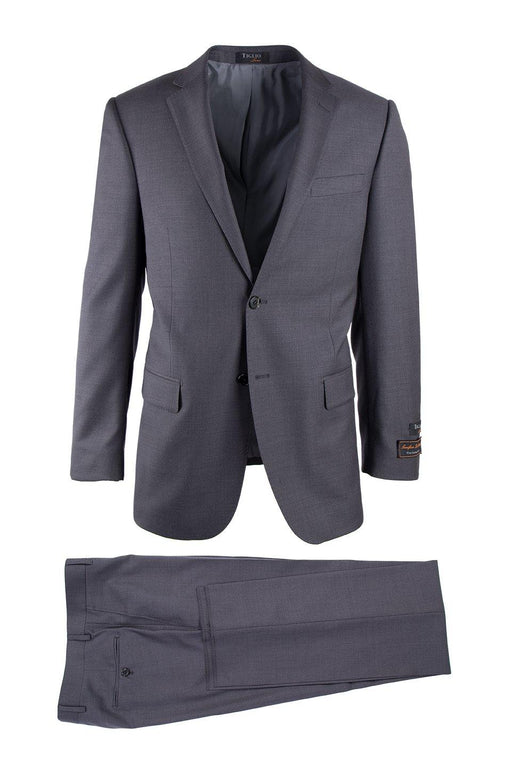 Tiglio Italian Suit - Real Wool Fabric Super 150's Novello Gray, Modern Fit Suit in Color Gray