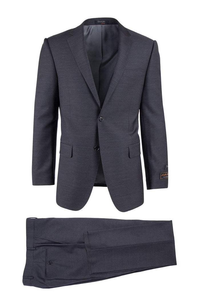 Tiglio Italian Suit - Real Wool Fabric Super 150's Novello Charcoal Gray,  Suit in Color Charcoal Gray Modern Fit