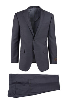 Tiglio Italian Suit - Real Wool Fabric Super 150's Novello Charcoal Gray, Modern Fit Suit in Color Charcoal Gray