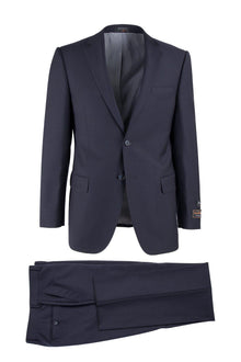 Tiglio Italian Suit - Real Wool Fabric Super 150's Novello Navy, Modern Fit Suit in Color Navy