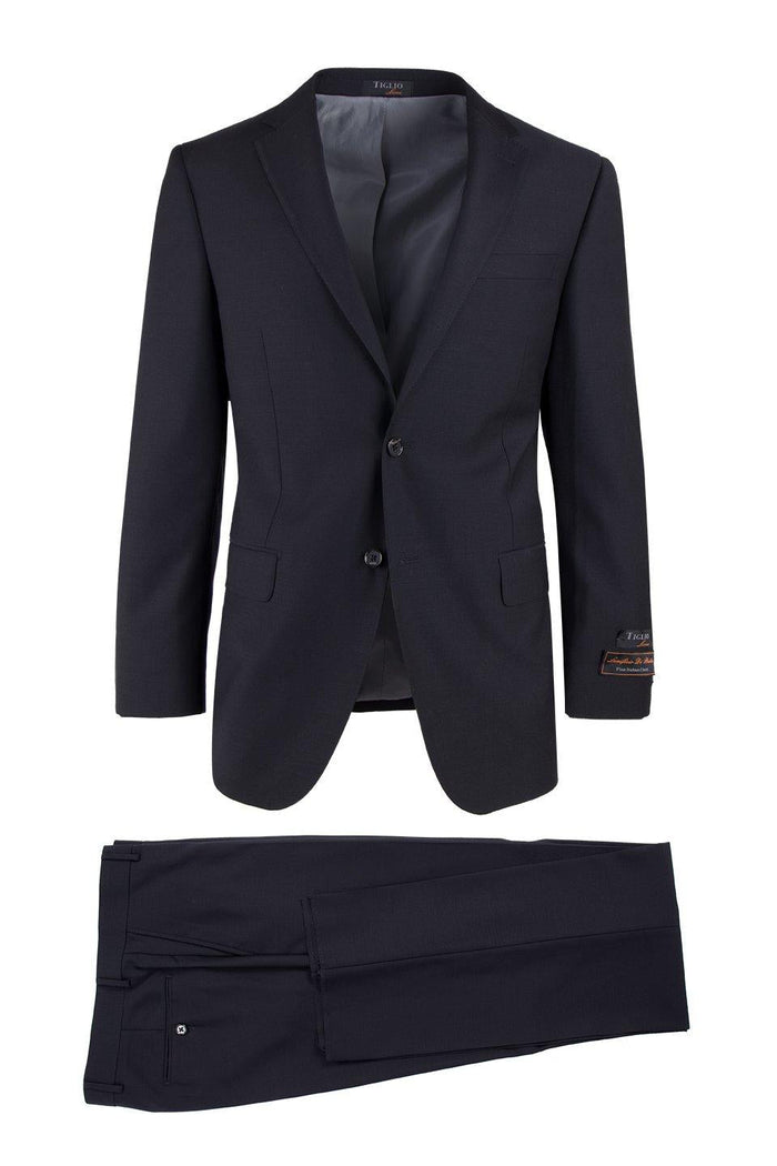 Tiglio Italian Suit - Real Wool Fabric Super 150's Novello Black, Suit in Color Black Modern Fit
