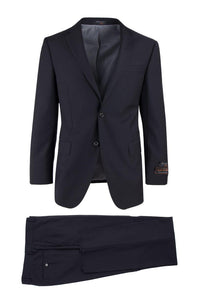 Tiglio Italian Suit - Real Wool Fabric Super 150's Novello Black, Modern Fit Suit in Color Black