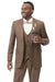 Modern Fit Two Button Vested Sharkskin Business Suit by EJ Samuel | Rust Brown