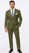 Catania Collection - Modern Fit Windowpane Suit 2 Piece in Olive