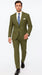Catania Collection - Modern Fit Windowpane Suit 2 Piece in Olive