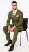 Catania Collection - Modern Fit Windowpane Suit 2 Piece in Olive