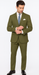 Catania Collection - Modern Fit Windowpane Suit 2 Piece in Olive