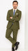 Catania Collection - Modern Fit Windowpane Suit 2 Piece in Olive