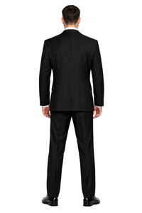 Modern Fit Wool Feel Two Button Jacket with Suit Black