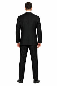 Modern Fit Wool Feel Two Button Jacket with Suit Black