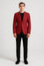 Modern Red Plaid Blazer – Tartan Windowpane Pattern Christmas Party Color
