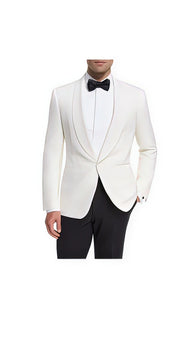 Alberto Nardoni Snow White Pure Dinner Shawl Collar Jacket Blazer & Sport Coat