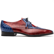 Marco Di Milano Moncalieri Navy/Red Genuine Alligator and Cobra Skin Dress Shoe