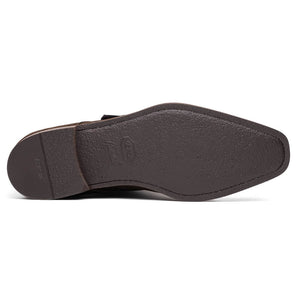 Zelli Hebilla Italian Suede Monk Strap Dress Shoe in Dark Brown