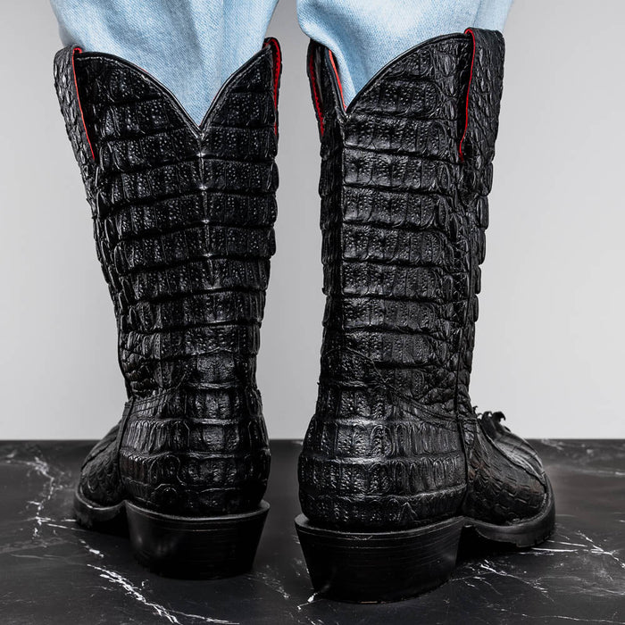 Marco Di Milano Marlboro Black Hornback Crocodile Tail Tractor Sole Cowboy Boots - Image 9