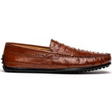 Zelli Monza Genuine Ostrich Quill Driving Loafers in Brandy