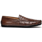 Zelli Monza Genuine Ostrich Quill Driving Loafers in Brown