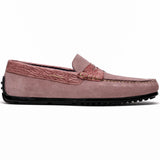 Zelli Monza Suede and Caiman Crocodile Driving Shoes in Candy