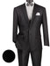 Birdseye Pattern Modern Fit 3 Piece Black Suit with Black Trim