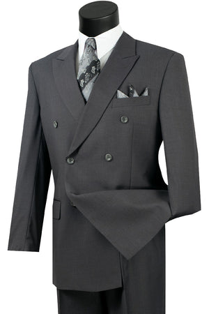 Mens Classic Wool Feel Double Breasted Suit in Heather Grey - Image 2