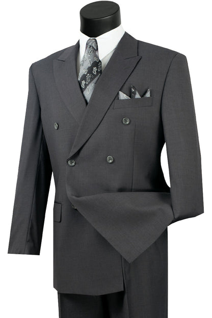 Mens Classic Wool Feel Double Breasted Suit in Heather Grey - Image 2