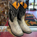 Natural Snake Print Boots Square Toe