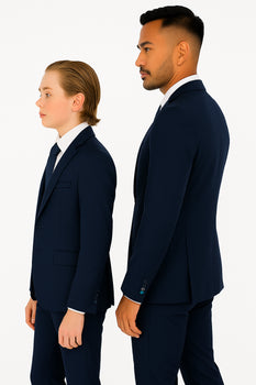 Father and Son Suits -Navy Blue Boys Suit Perry Ellis Vested Boy's Wedding Suit in Navy Blue - Image 4