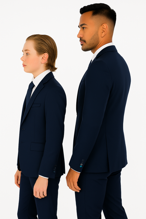 Father and Son Suits -Navy Blue Boys Suit Perry Ellis Vested Boy's Wedding Suit in Navy Blue