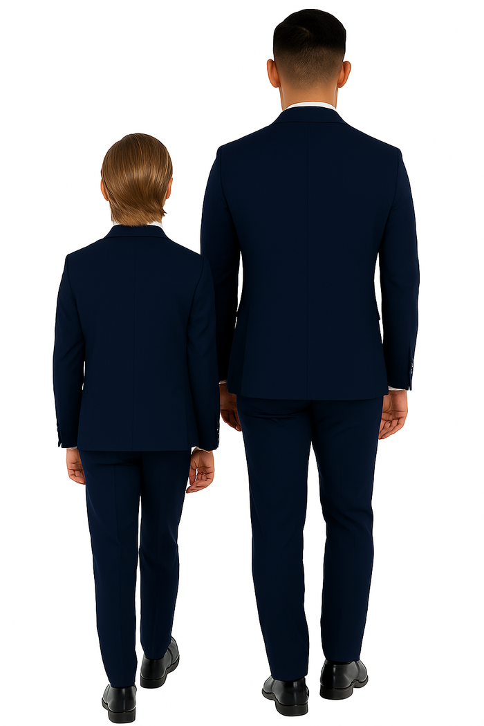 Father and Son Suits -Navy Blue Boys Suit Perry Ellis Vested Boy's Wedding Suit in Navy Blue - Image 5