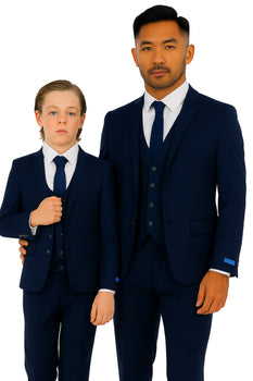 Father and Son Suits -Navy Blue Boys Suit Perry Ellis Vested Boy's Wedding Suit in Navy Blue - Image 2