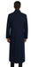 Navy Blue Men's Full Length Wool Overcoat Belted Wool Overcoat