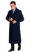 Navy Blue Men's Full Length Wool Overcoat Belted Wool Overcoat