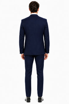 Mens 2 Button Modern Fit Vested Wool Suit in Eggplant