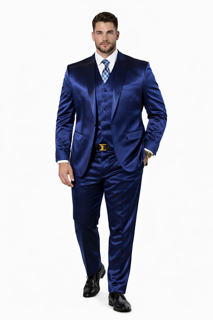 Navy Blue Shiny Suit - Flashy Suit