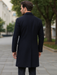 Navy Blue Wool Overcoat – Double Breasted Winter Topcoat for Men