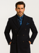Navy Blue Wool Overcoat – Double Breasted Winter Topcoat for Men