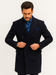 Navy Blue Wool Overcoat – Double Breasted Winter Topcoat for Men