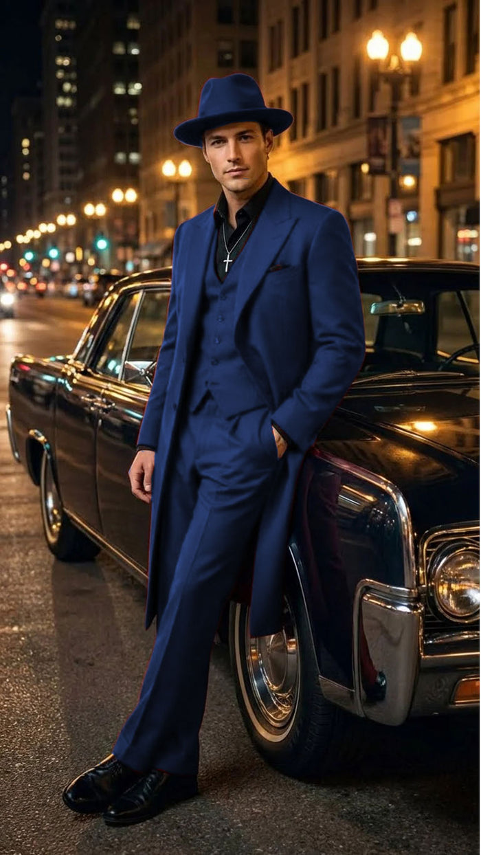 Men’s 1920s Burgundy Zoot Suit – Long Mafia Gangster Three-Piece Vintage Outfit Zuit Pachuco Style