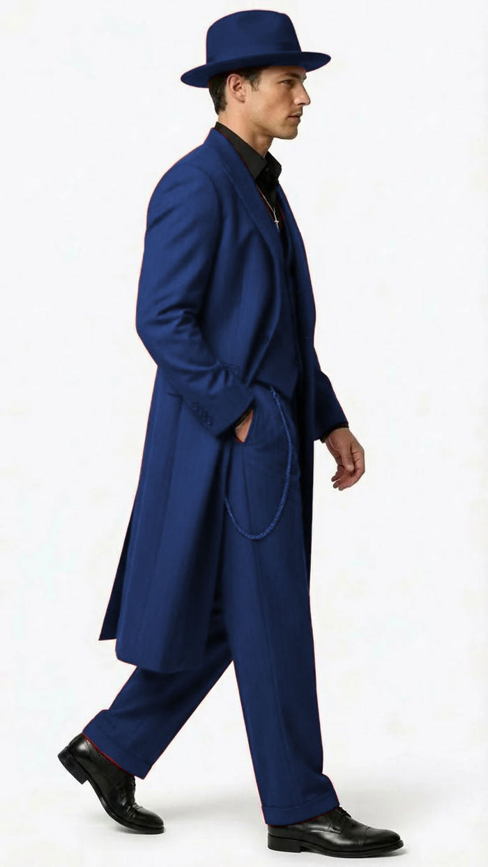 Men’s 1920s Burgundy Zoot Suit – Long Mafia Gangster Three-Piece Vintage Outfit Zuit Pachuco Style