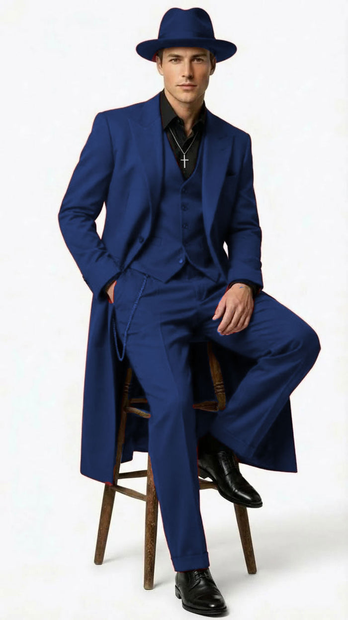 Men’s 1920s Burgundy Zoot Suit – Long Mafia Gangster Three-Piece Vintage Outfit Zuit Pachuco Style